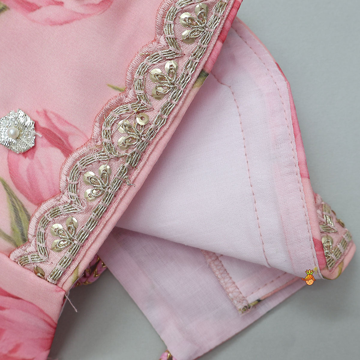 Floral Printed Crop Top And Lehenga With Matching Dupatta
