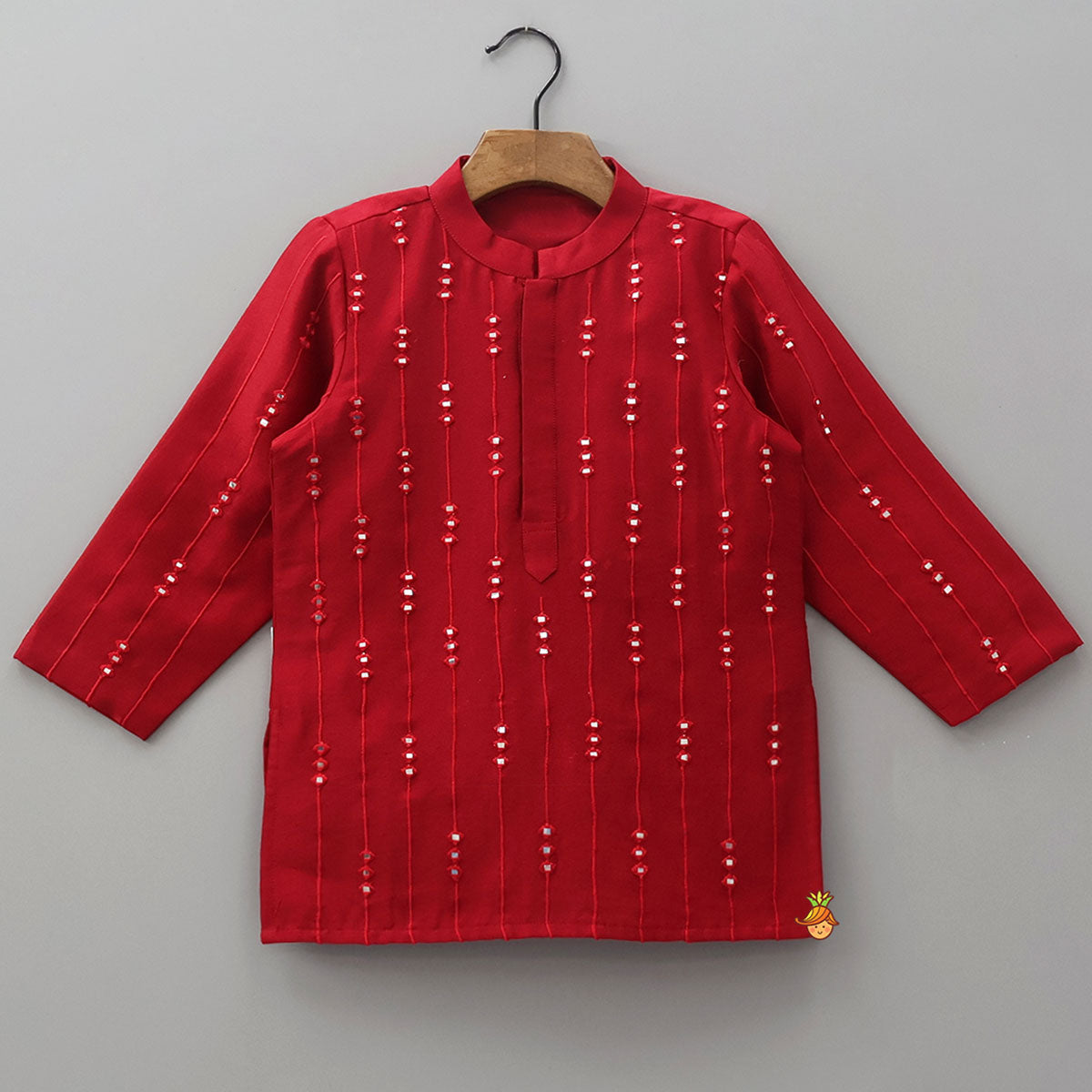 Faux Mirror Embroidered Kurta And Pyjama