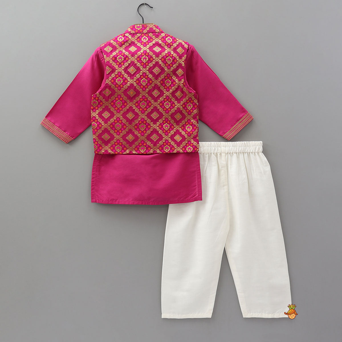 Thread Detailed Kurta with Brocade Jacket and Pyjama