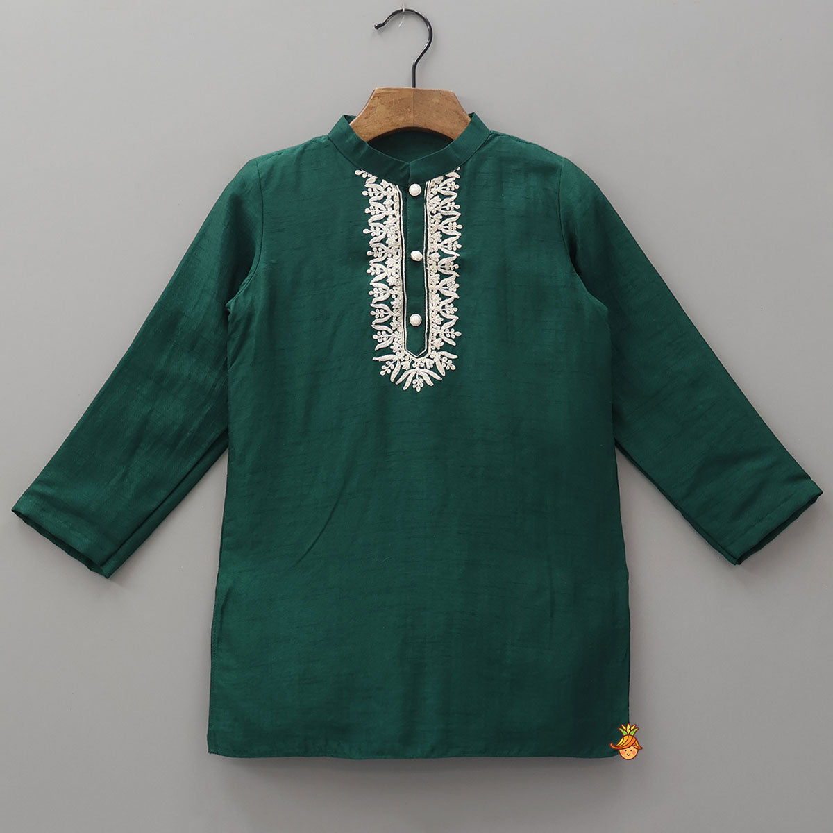 Embroidered Front Placket Kurta And Pyjama