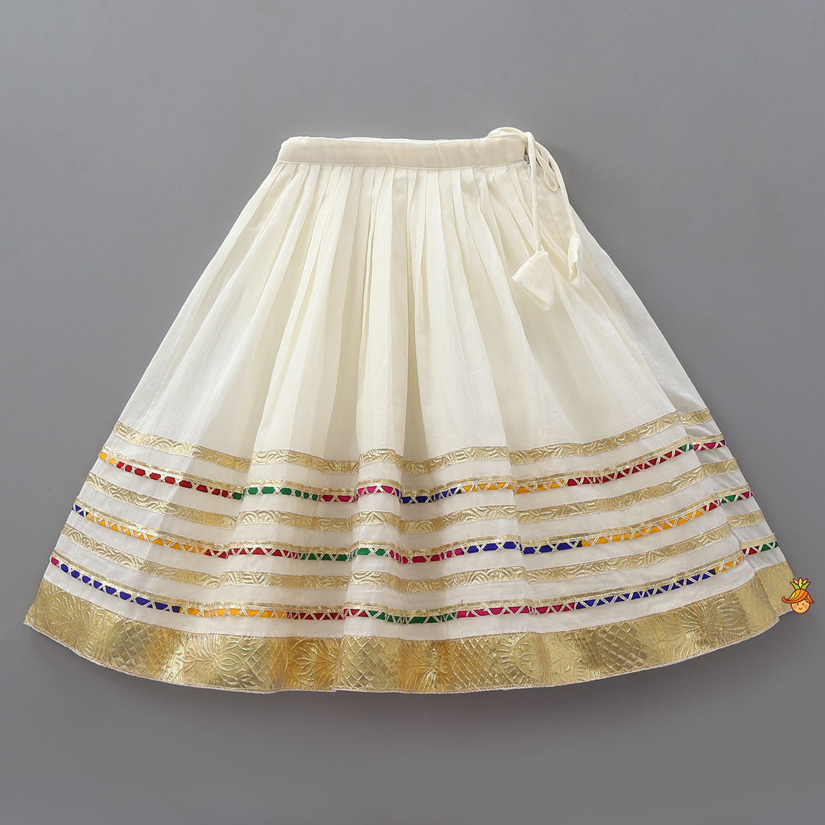 Contrasting Lace Work Halter Neck Crop Top And Lehenga With Leheriya Printed Dupatta