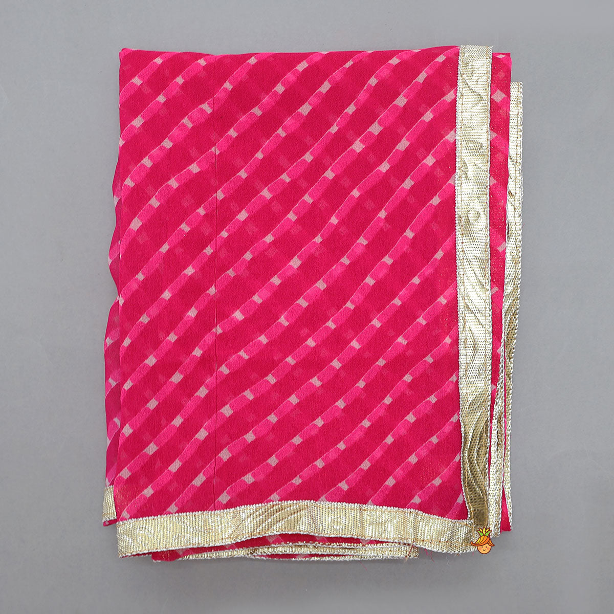 Contrasting Lace Work Halter Neck Crop Top And Lehenga With Leheriya Printed Dupatta