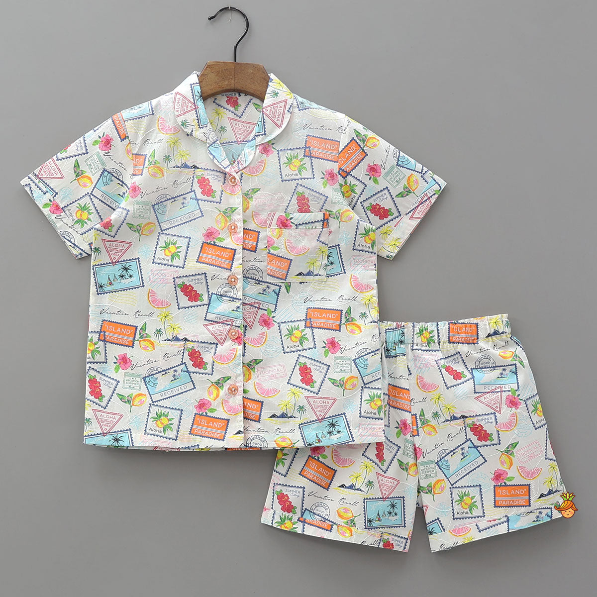 Summer Vacation Print Shirt And Shorts