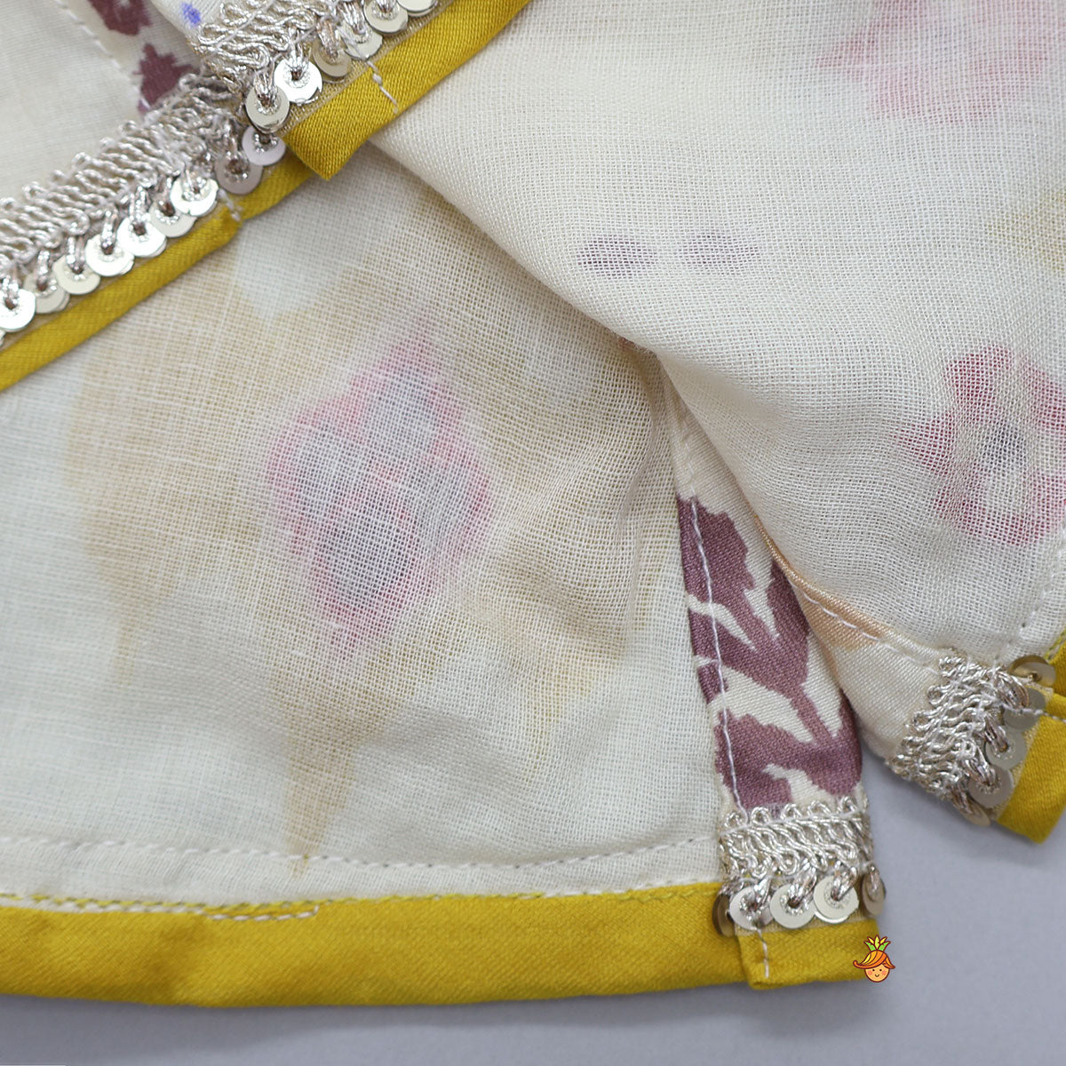 Ikat Inspired Kurti With Gota Detailed Flared Palazzo