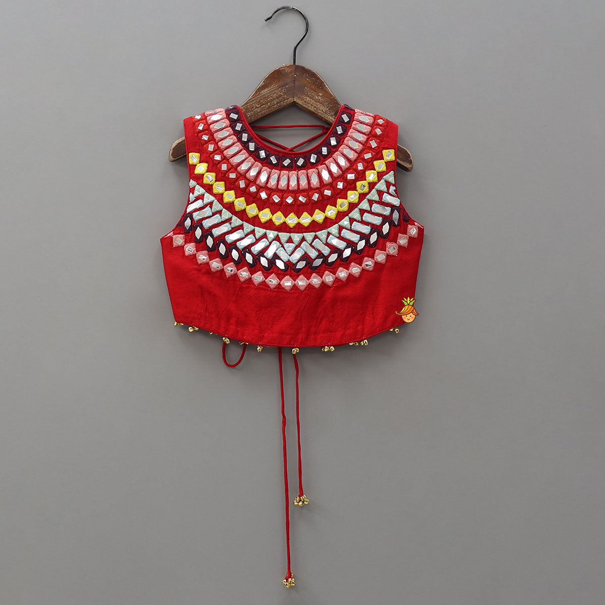 Faux Mirror Work Crop Top And Matching Palazzo