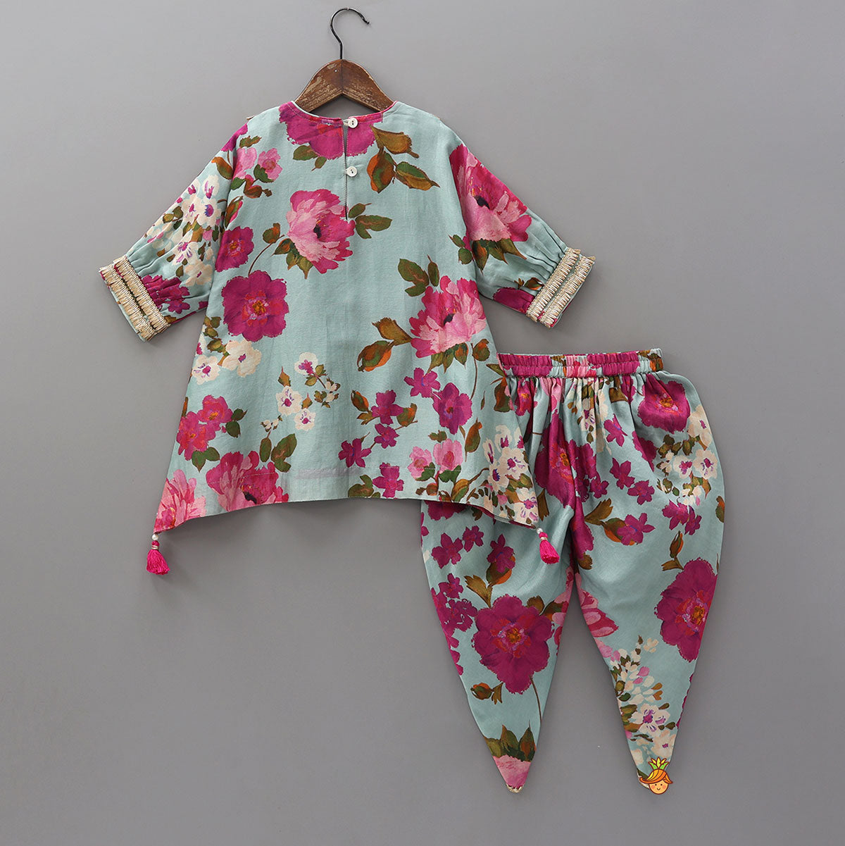 Floral Embroidered Yoke Kurti And Matching Dhoti Pant