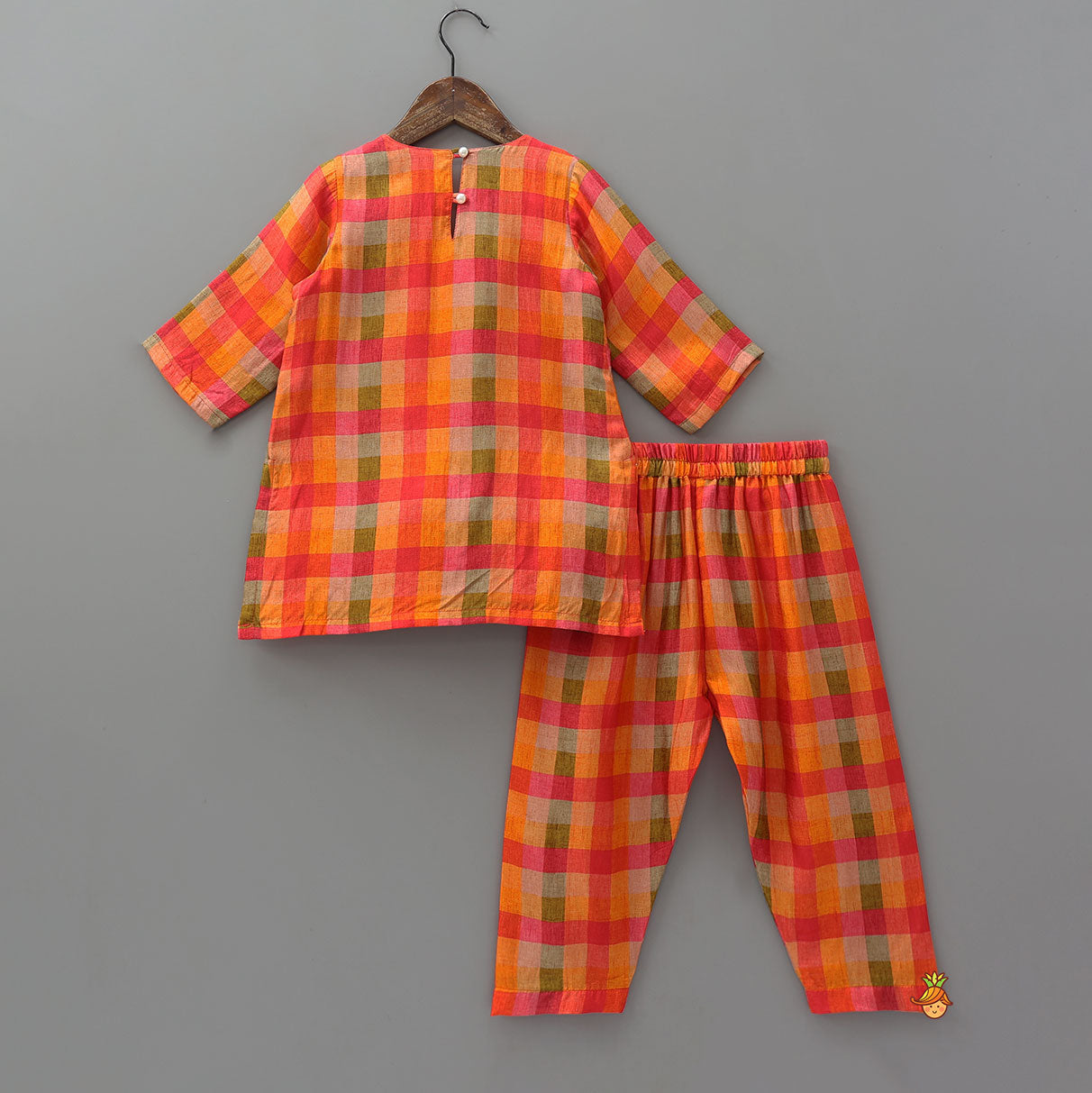 Paisley Zardozi Butti Embroidered Checked Kurti With Salwar