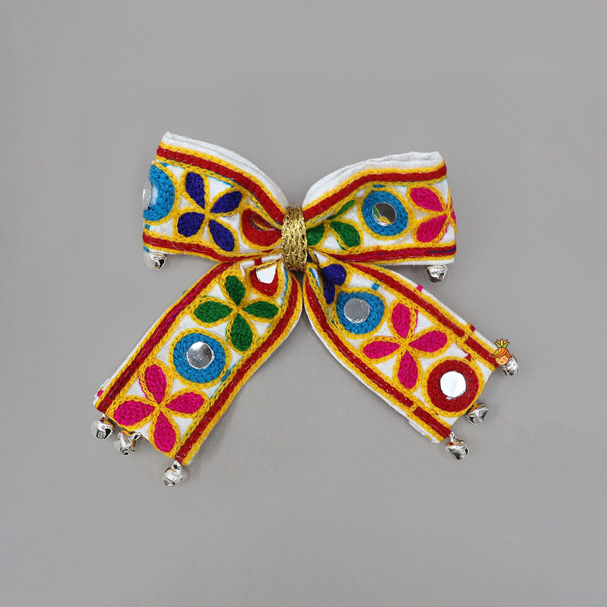 Embroidered Mirror Bow Hair Clip