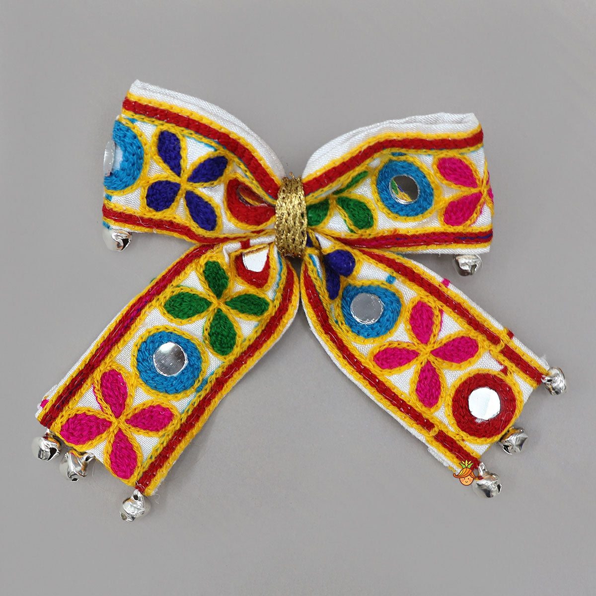 Embroidered Mirror Bow Hair Clip