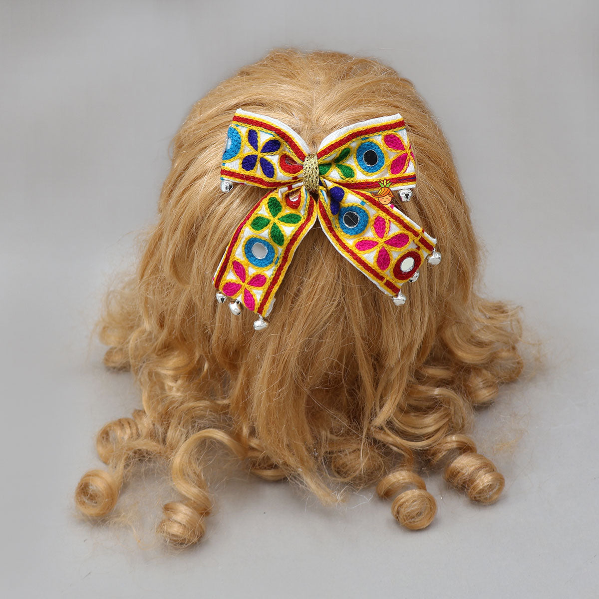 Embroidered Mirror Bow Hair Clip