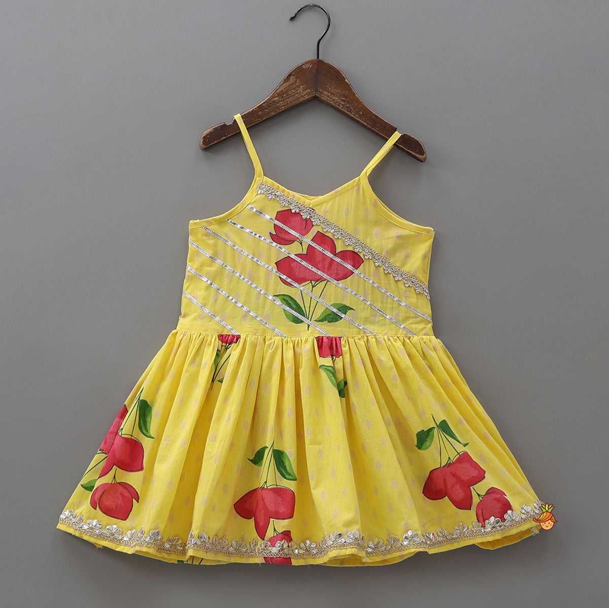 Vibrant Floral Strappy Peplum Top With Sharara And Dupatta