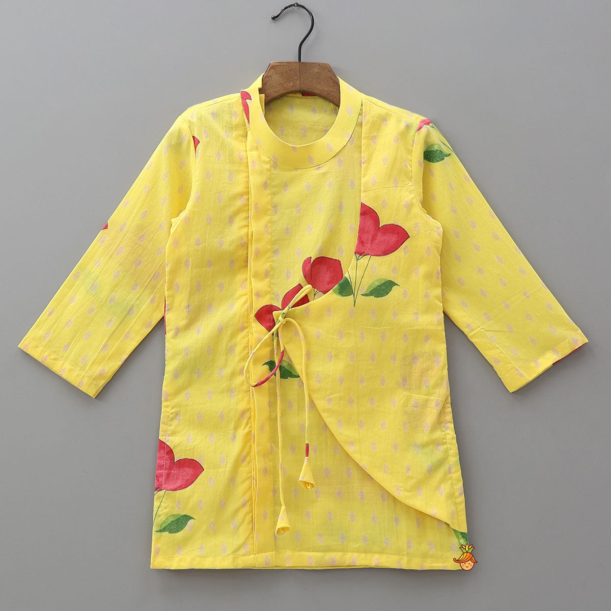 Asymmetric Wrap Style Kurta With Pyjama