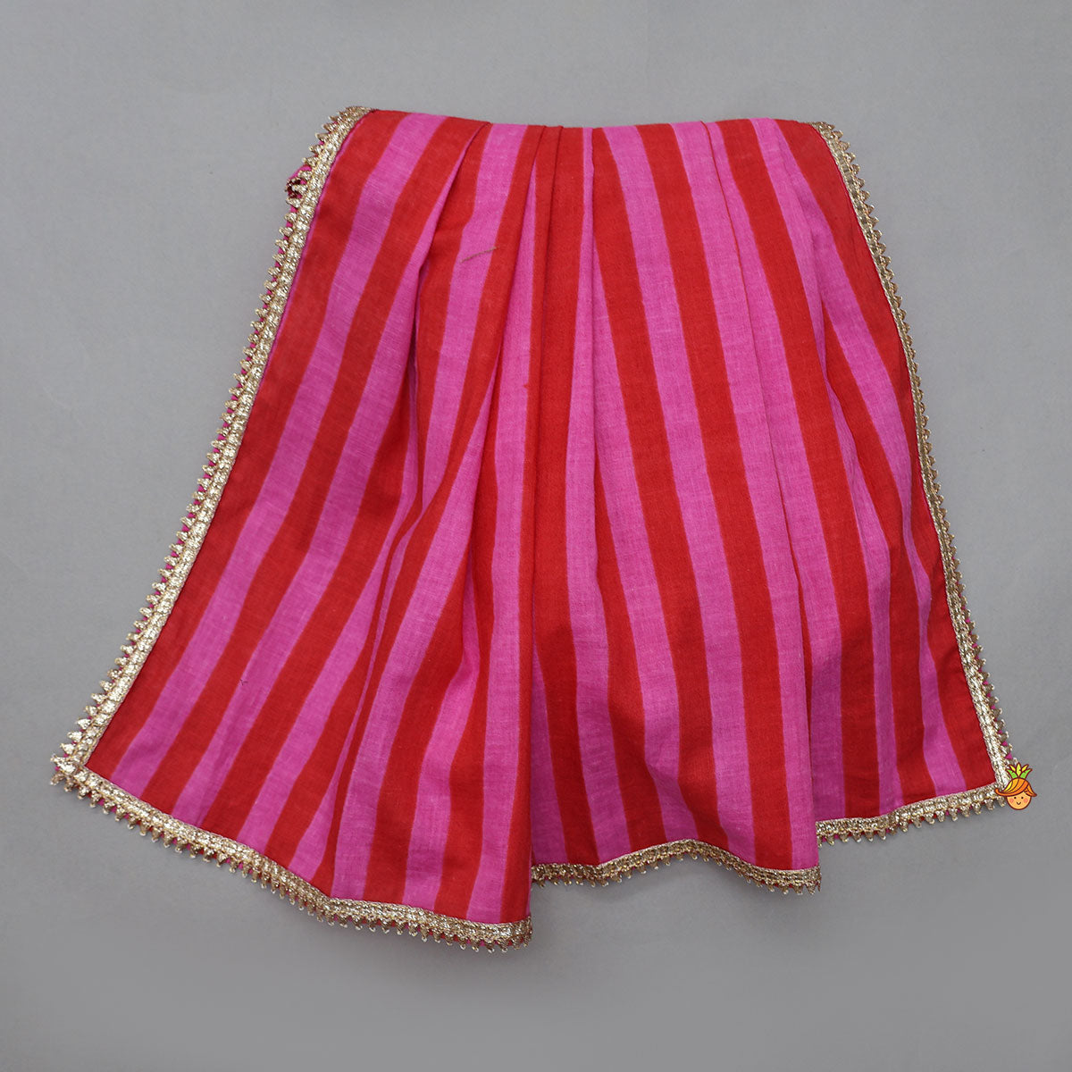 Collar Neck Crop Top And Dhoti Style Pant With Detachable Dupatta And Hair Band