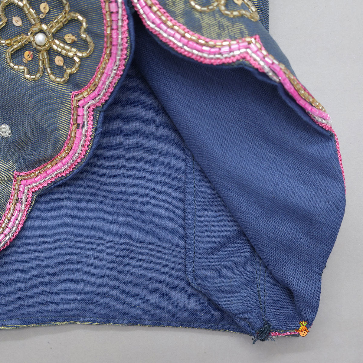 Floral Embroidered Jacket Style Top With Flared Palazzo