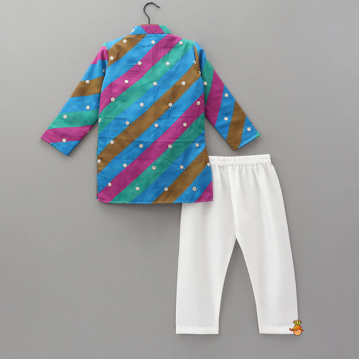 Faux Mirror Work Colourful Kurta And Pyjama