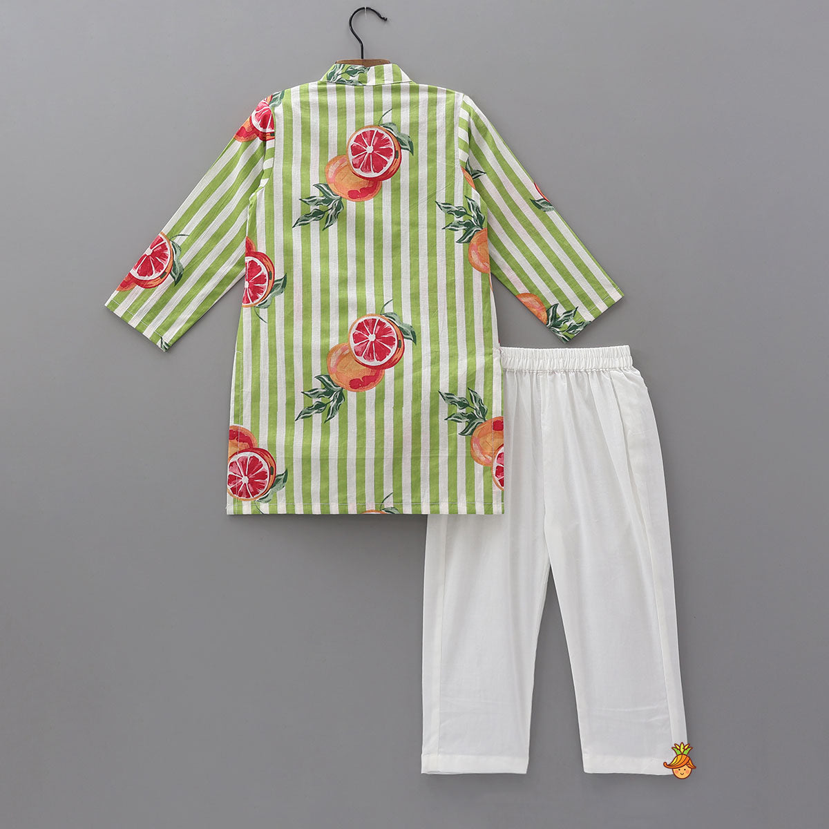 Striped Printed Cowl Style Kurta And Pyjama