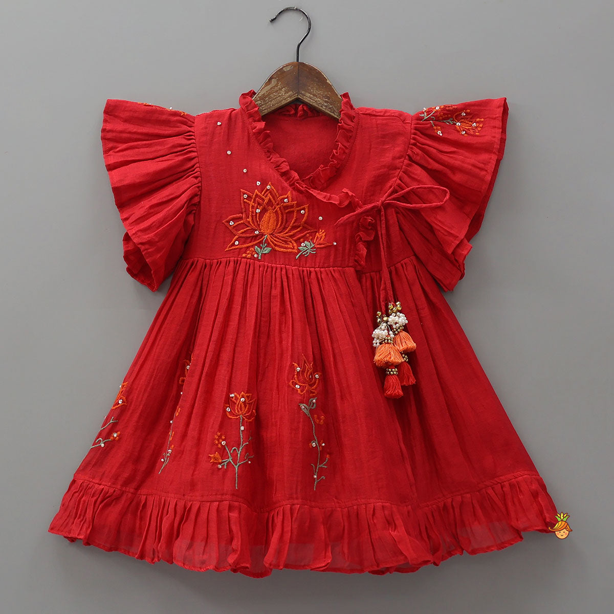 Floral Embroidered Yoke Kurti And Matching Dhoti Pant