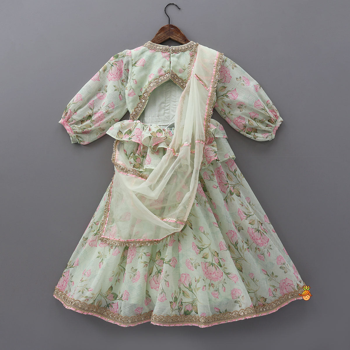 Stylish Cut-Out Back Anarkali With Attached Dupatta