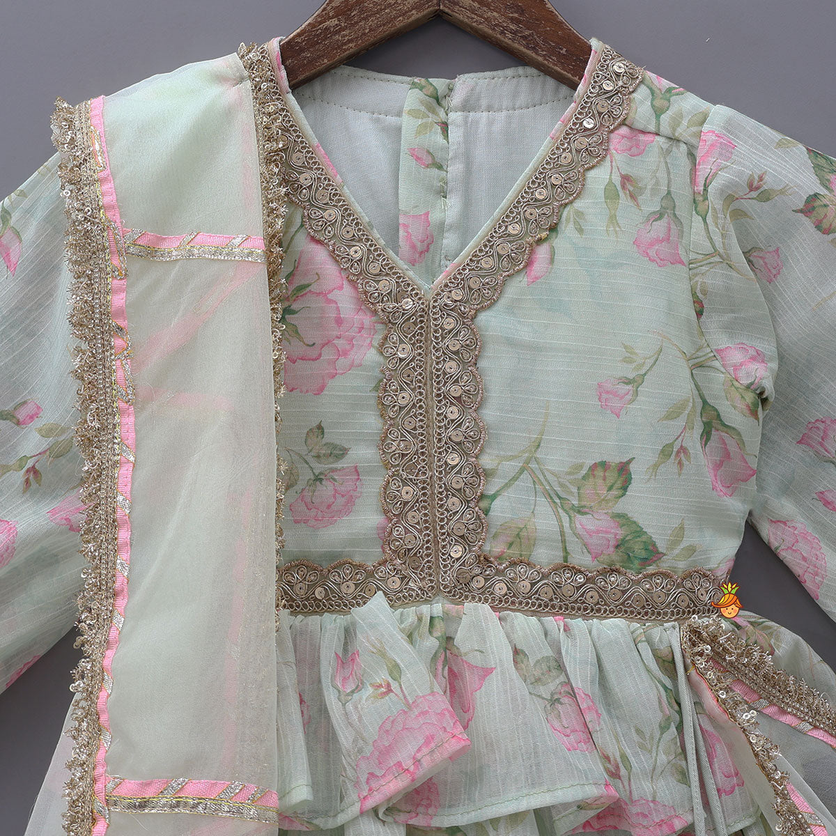 Stylish Cut-Out Back Anarkali With Attached Dupatta
