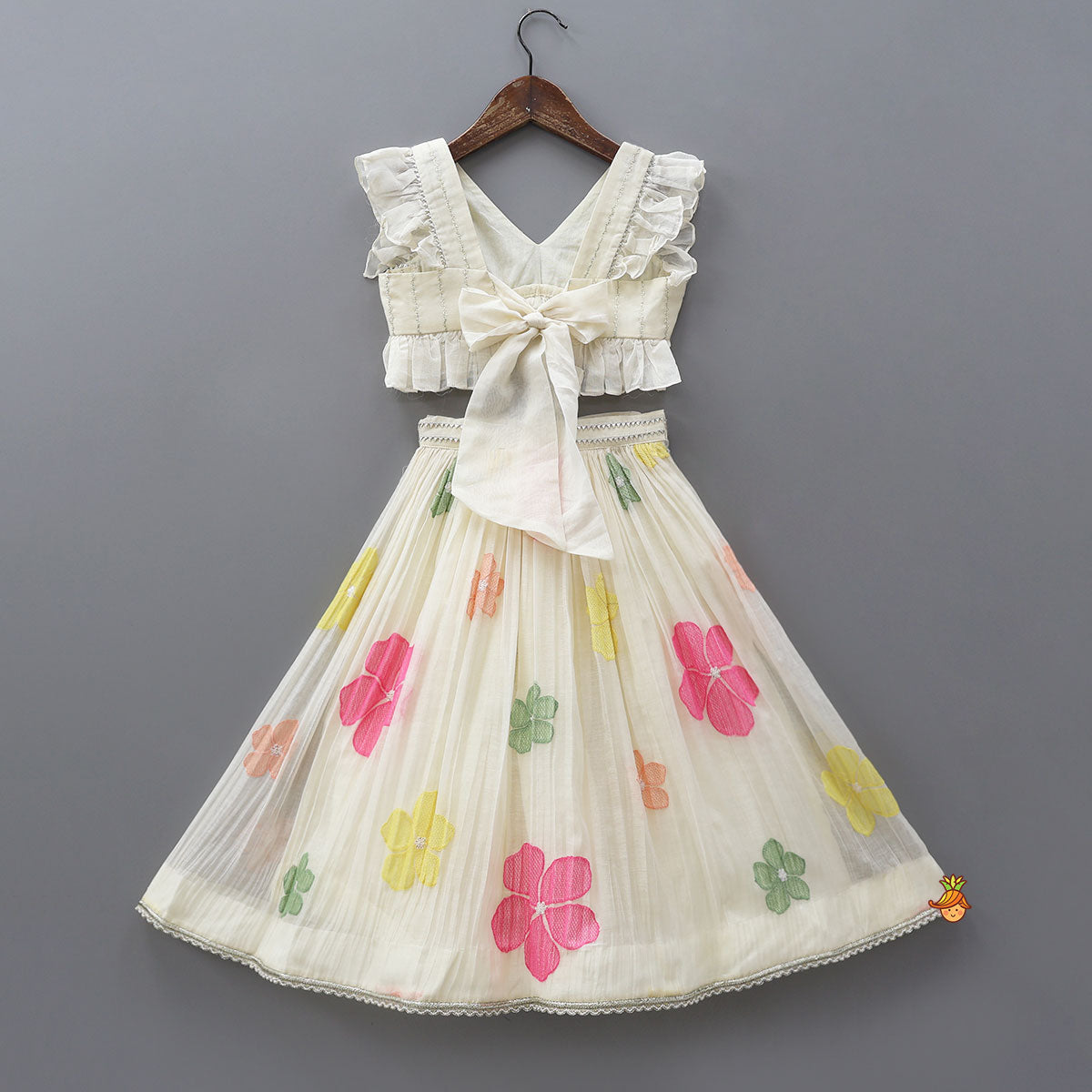 Soft Mul Chanderi Ruffle Crop Top And Lehenga