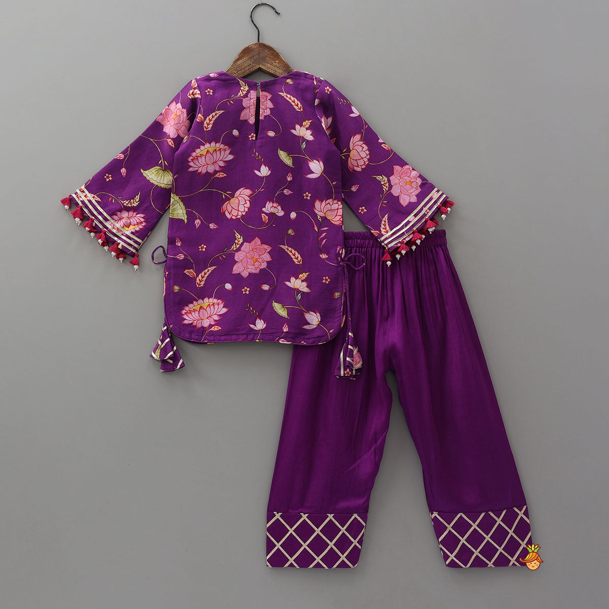 Fringe Detail Kurti With Farshi Salwar And Dupatta
