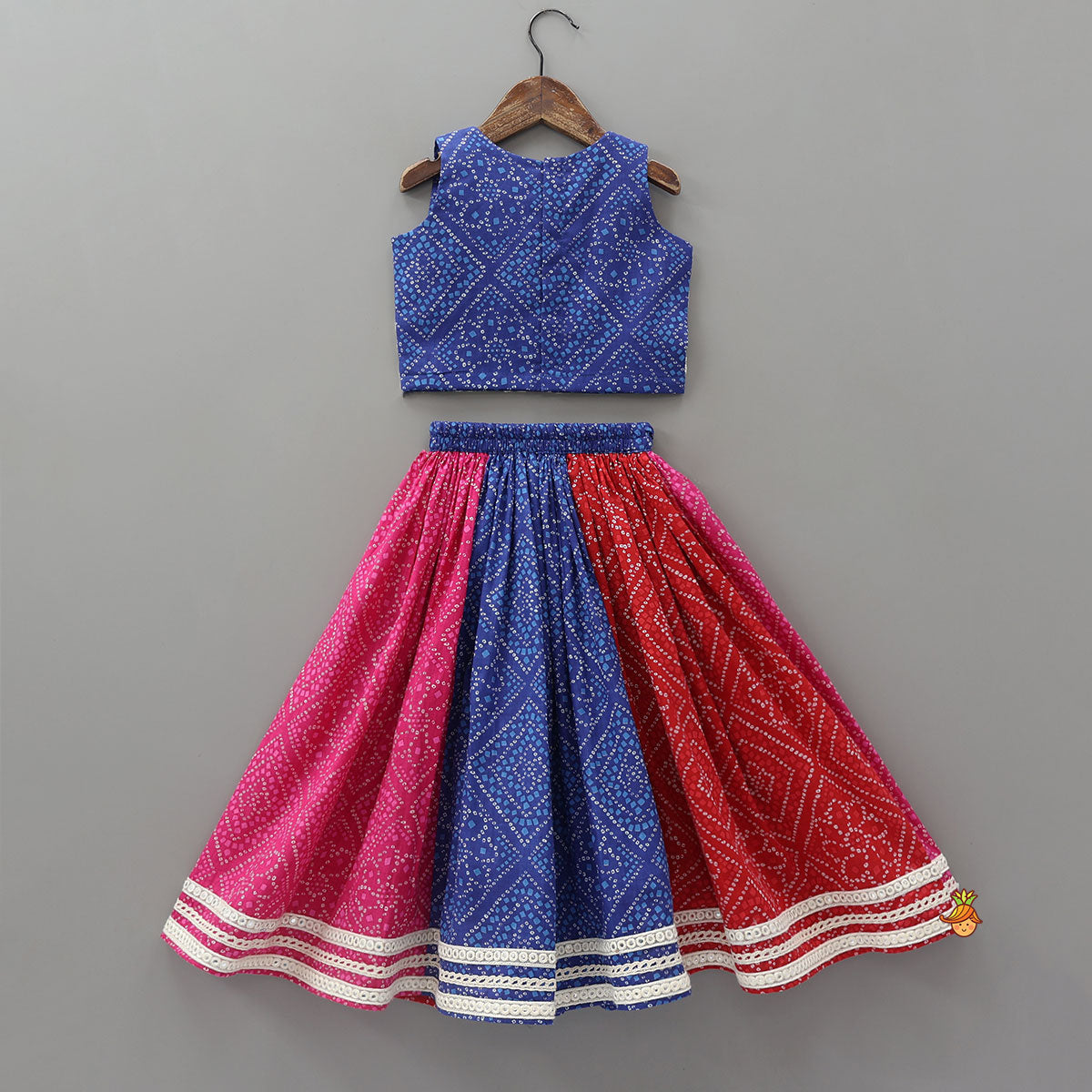 Bandhani Printed Crop Top And Lehenga