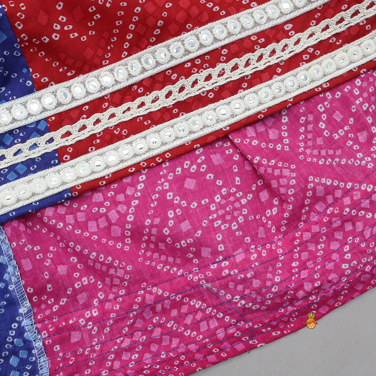 Bandhani Printed Crop Top And Lehenga