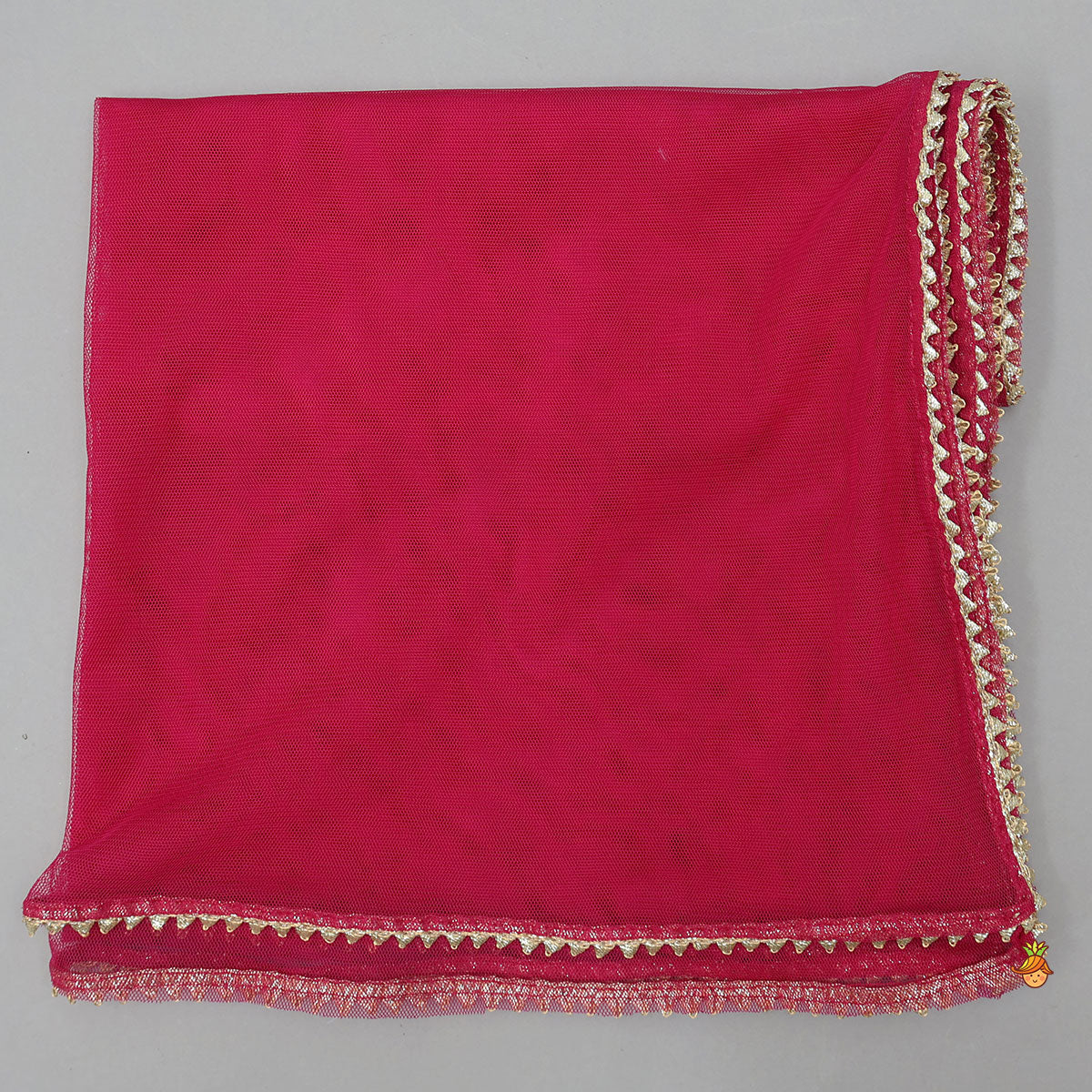 Pleated Neckline Kurti And Palazzo With Contrasting Dupatta