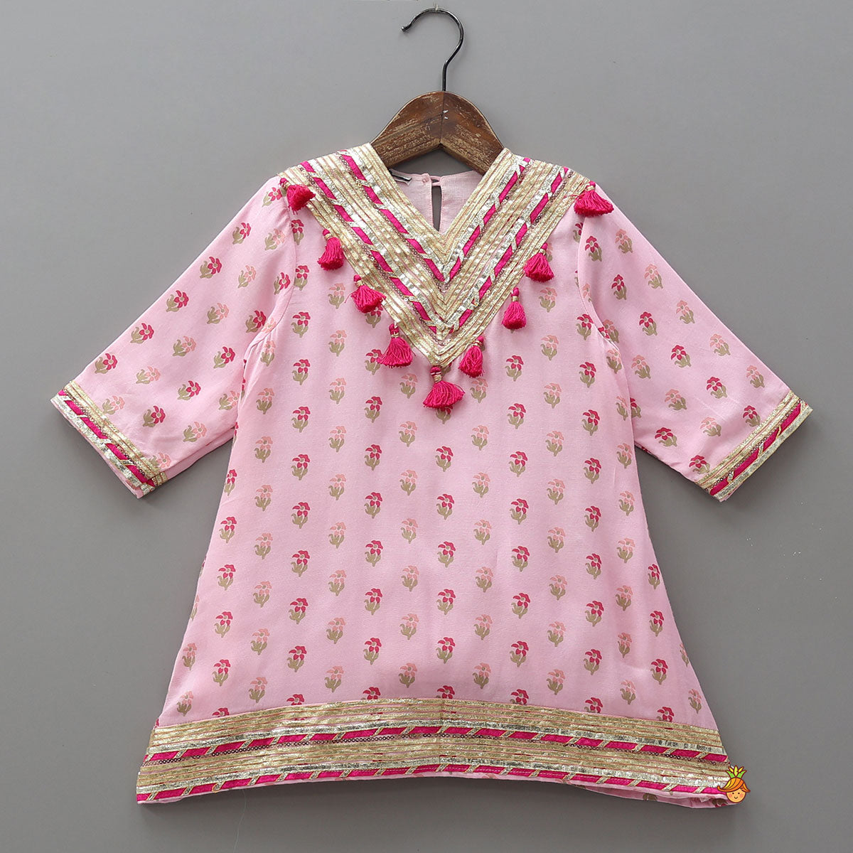 Fringe-Detail Yoke Kurti And Palazzo