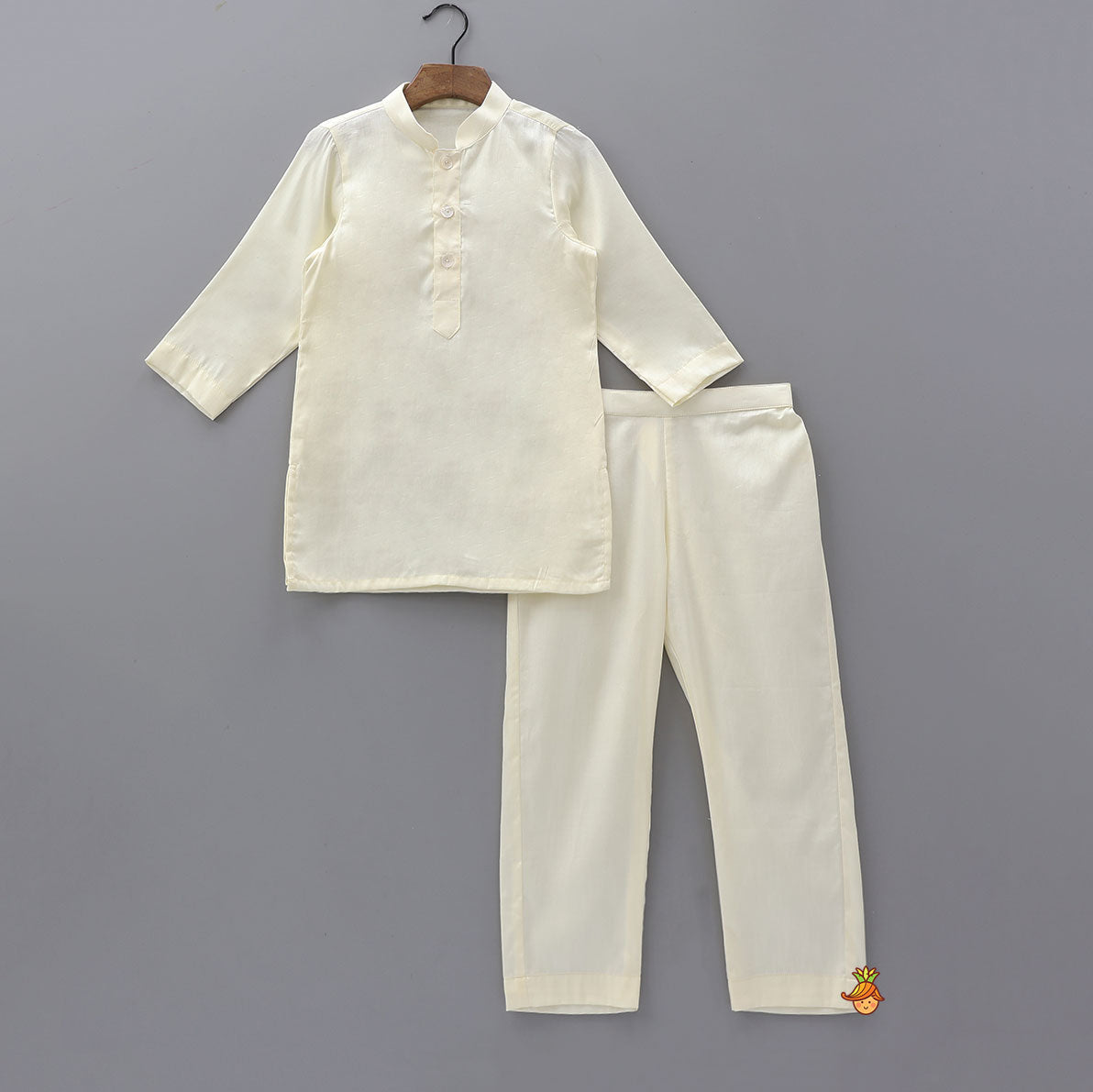 Kurta With Geometric Floral Brocade Jacket And Pyjama