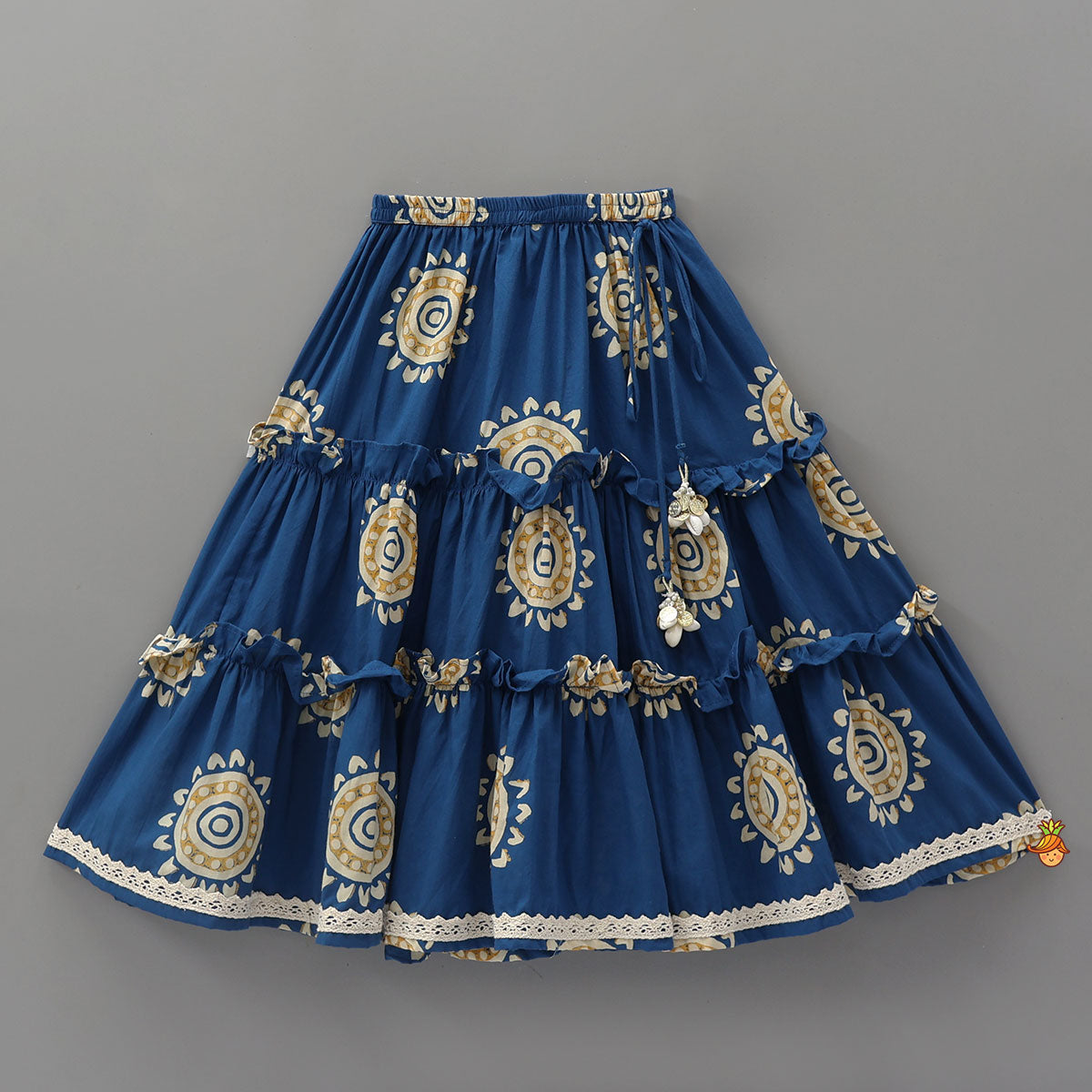 Stylish Hem Crop Top With Tiered Lehenga