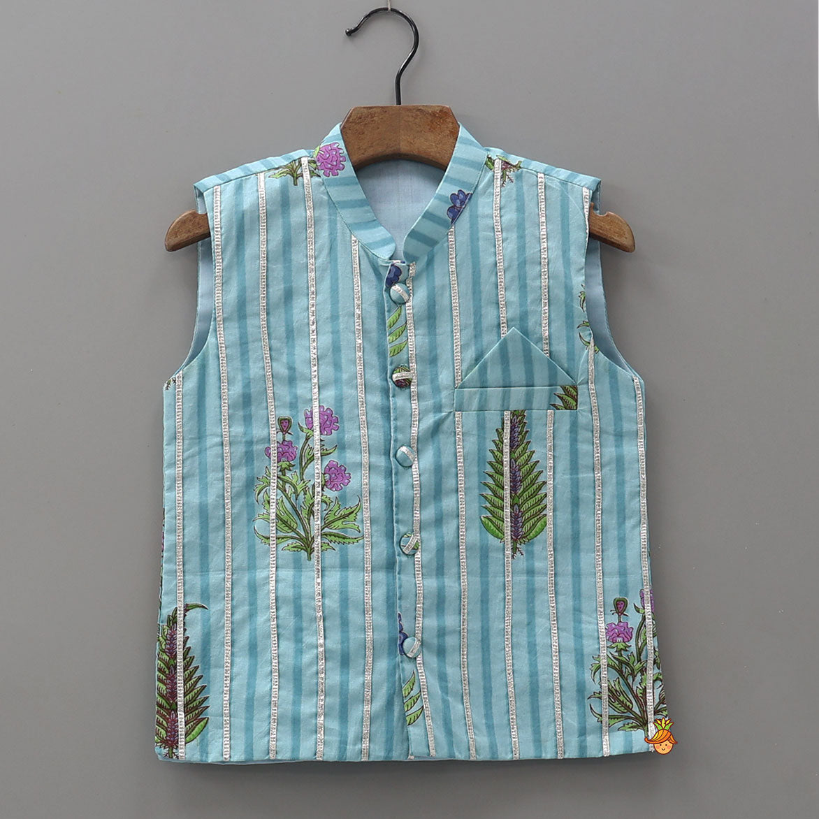 Soft Cotton Printed Ethnic Kurta With Jacket And Pyjama