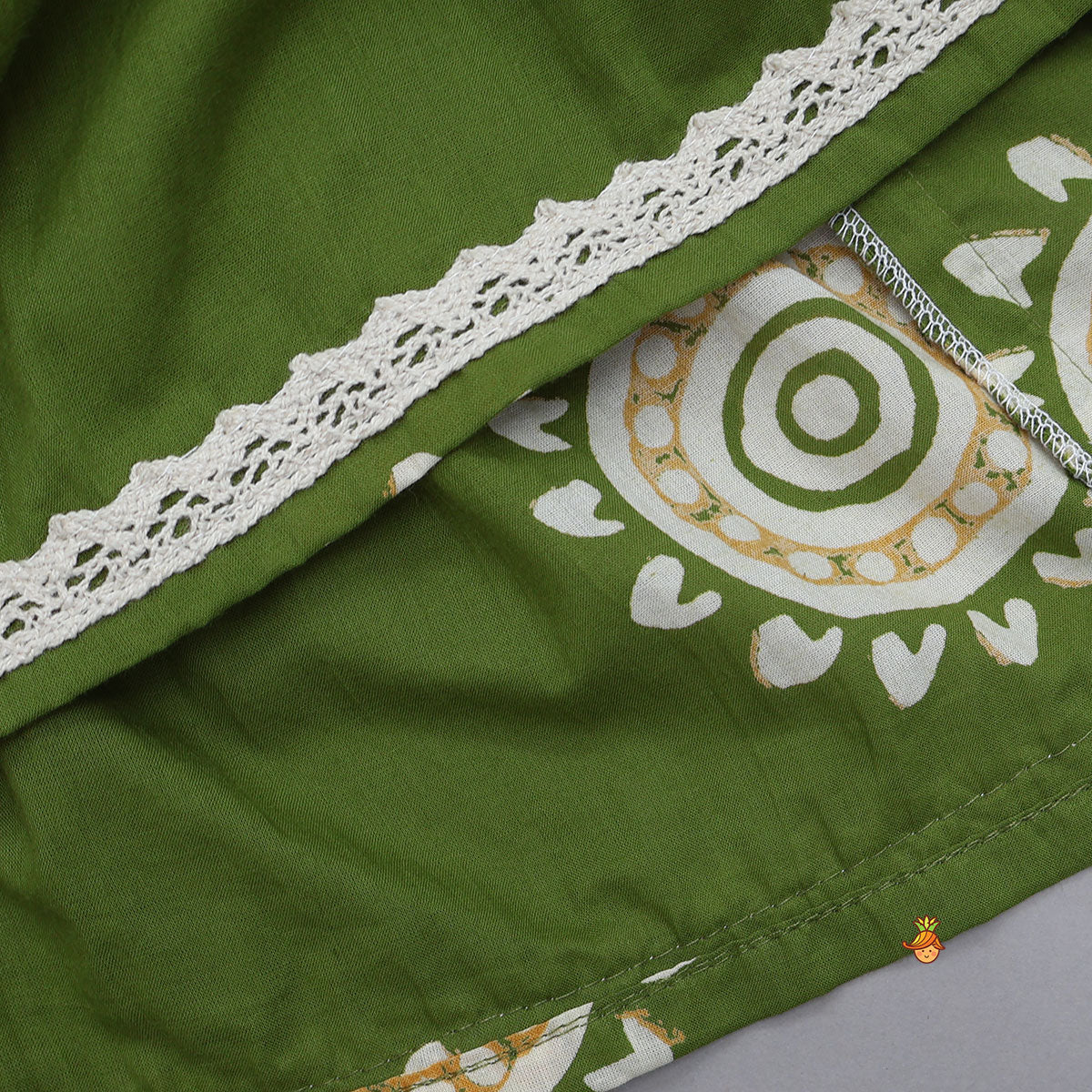Stylish Hem Printed Crop Top With Tiered Lehenga