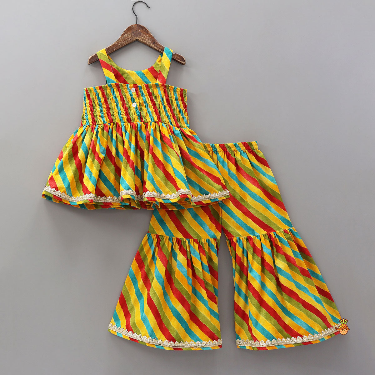 Strappy Peplum Style Kurti With Sharara And Dupatta
