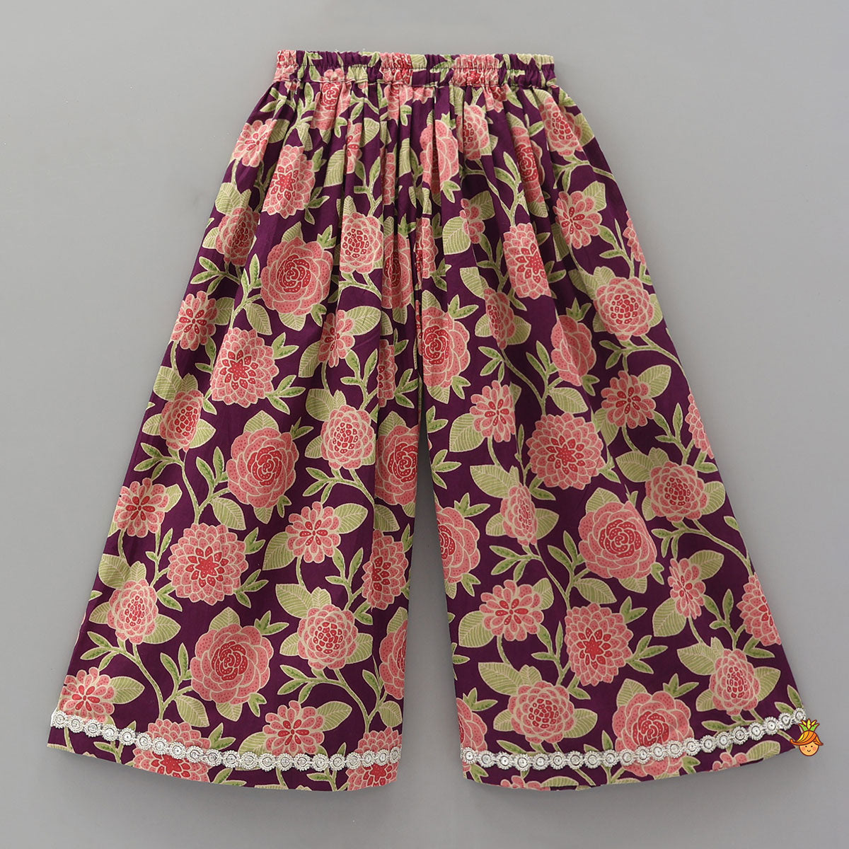 Potli Button Ruffle Top And Floral Print Palazzo