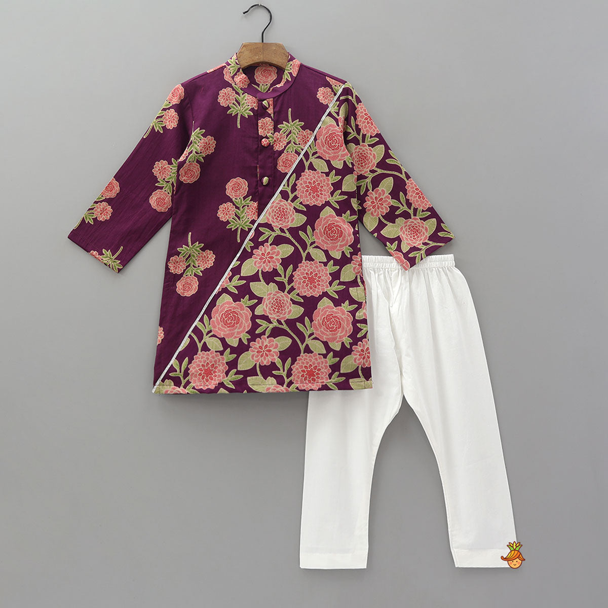 Floral Printed Cotton Kurta And Pyjama