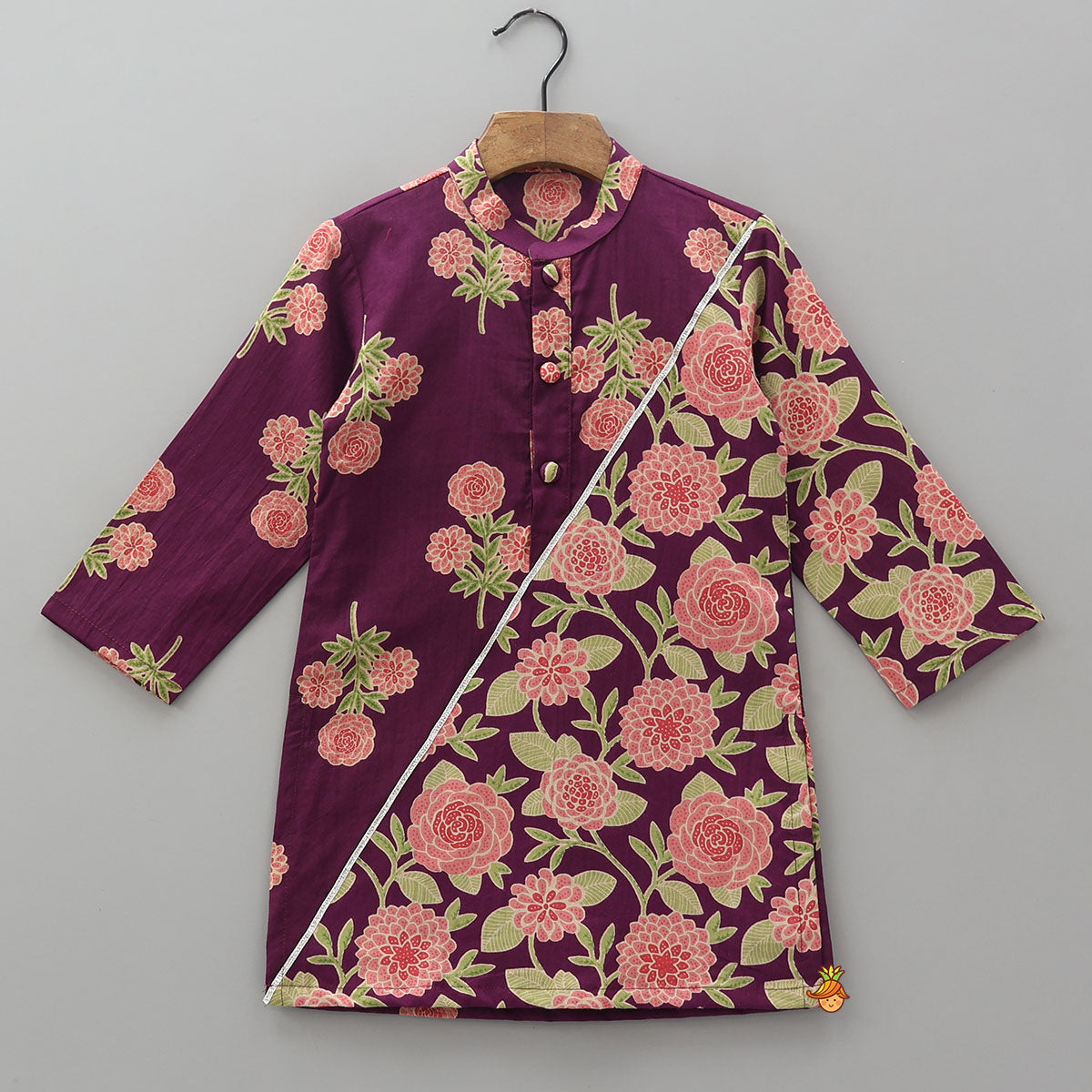 Floral Printed Cotton Kurta And Pyjama