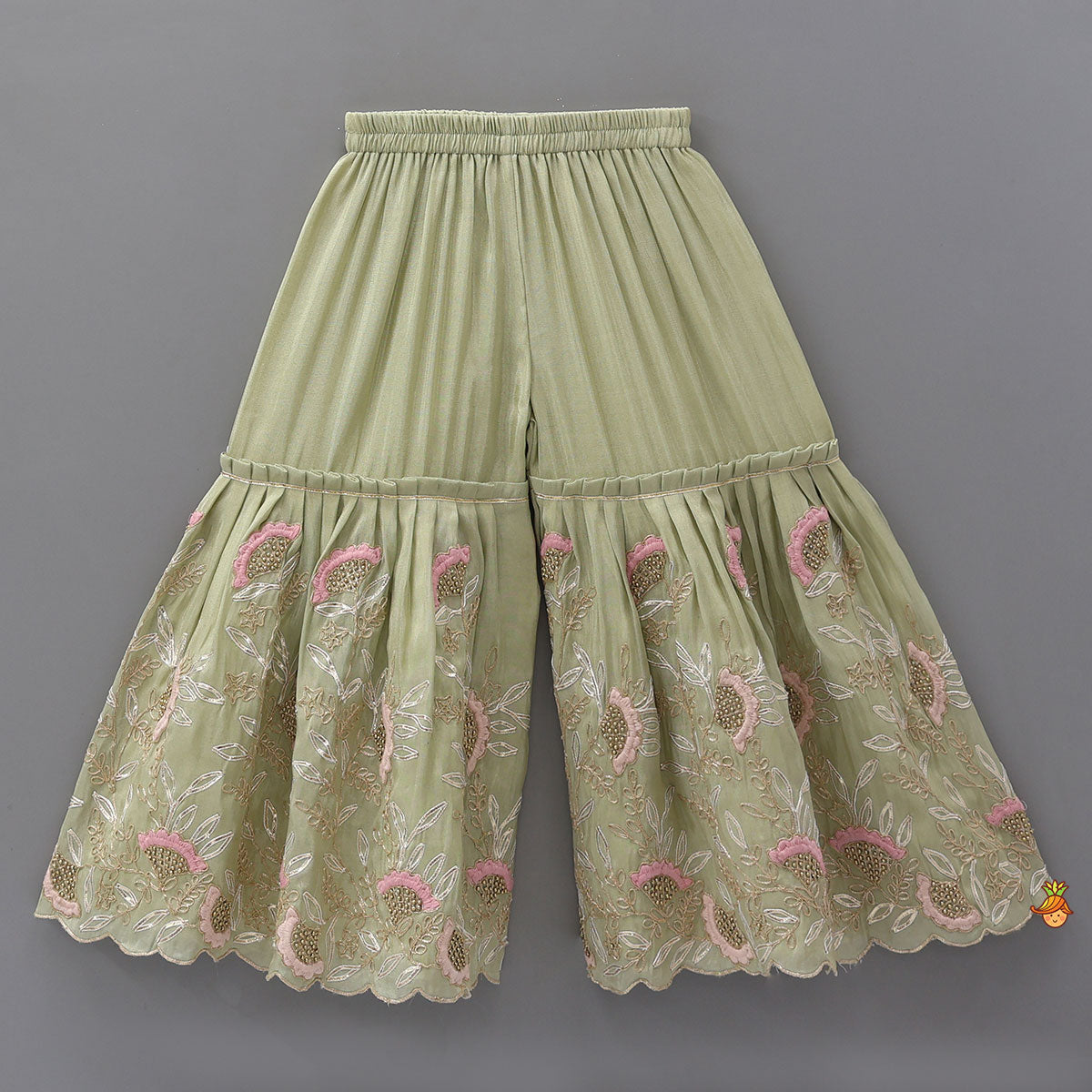 Yoke Embroidered Shimmery Kurti And Sharara