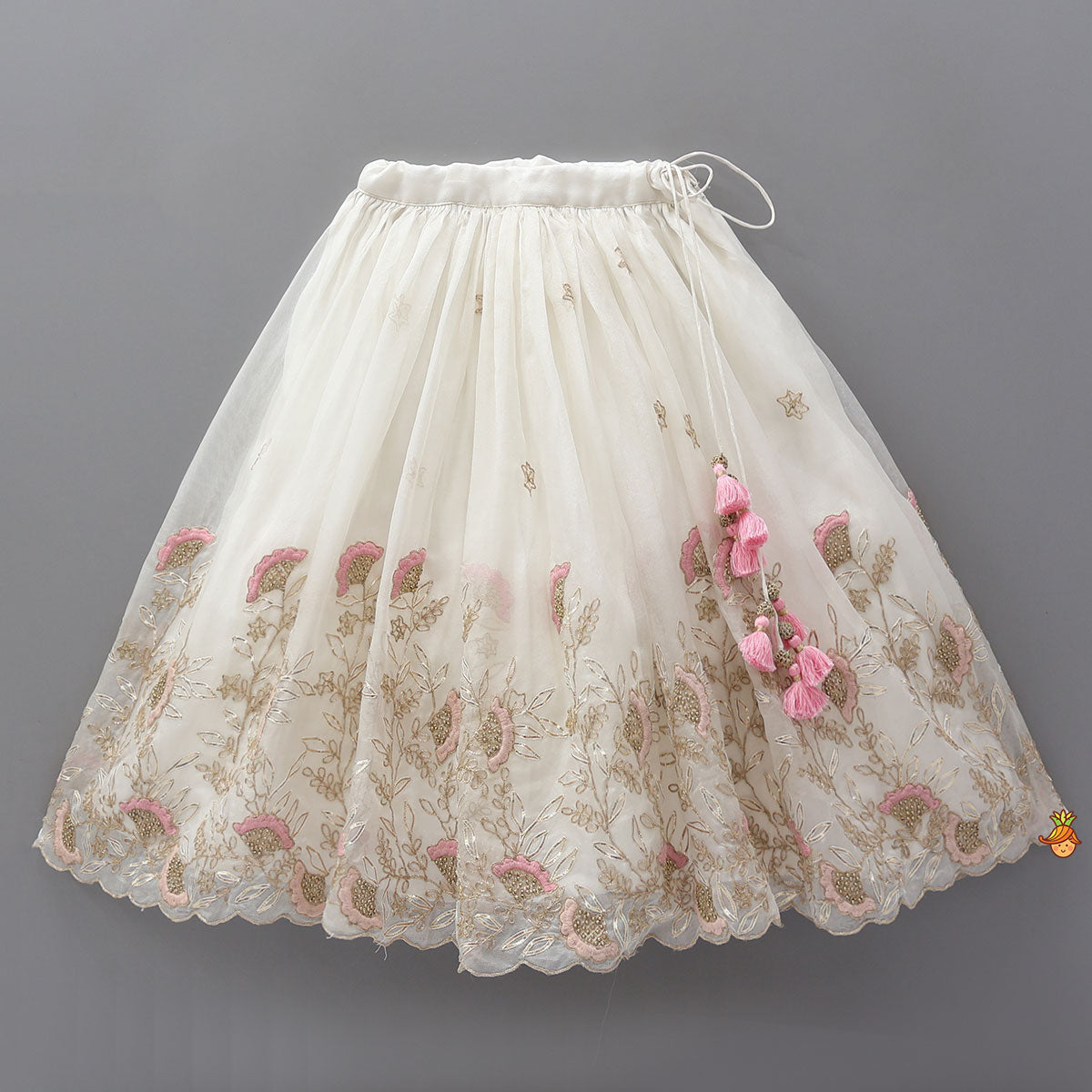 Pleated Detail Crop Top And Lehenga