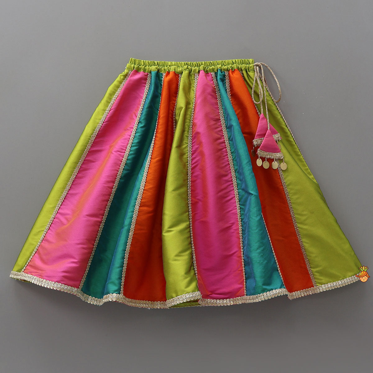 Embellished Crop Top With Panelled Lehenga And Dupatta