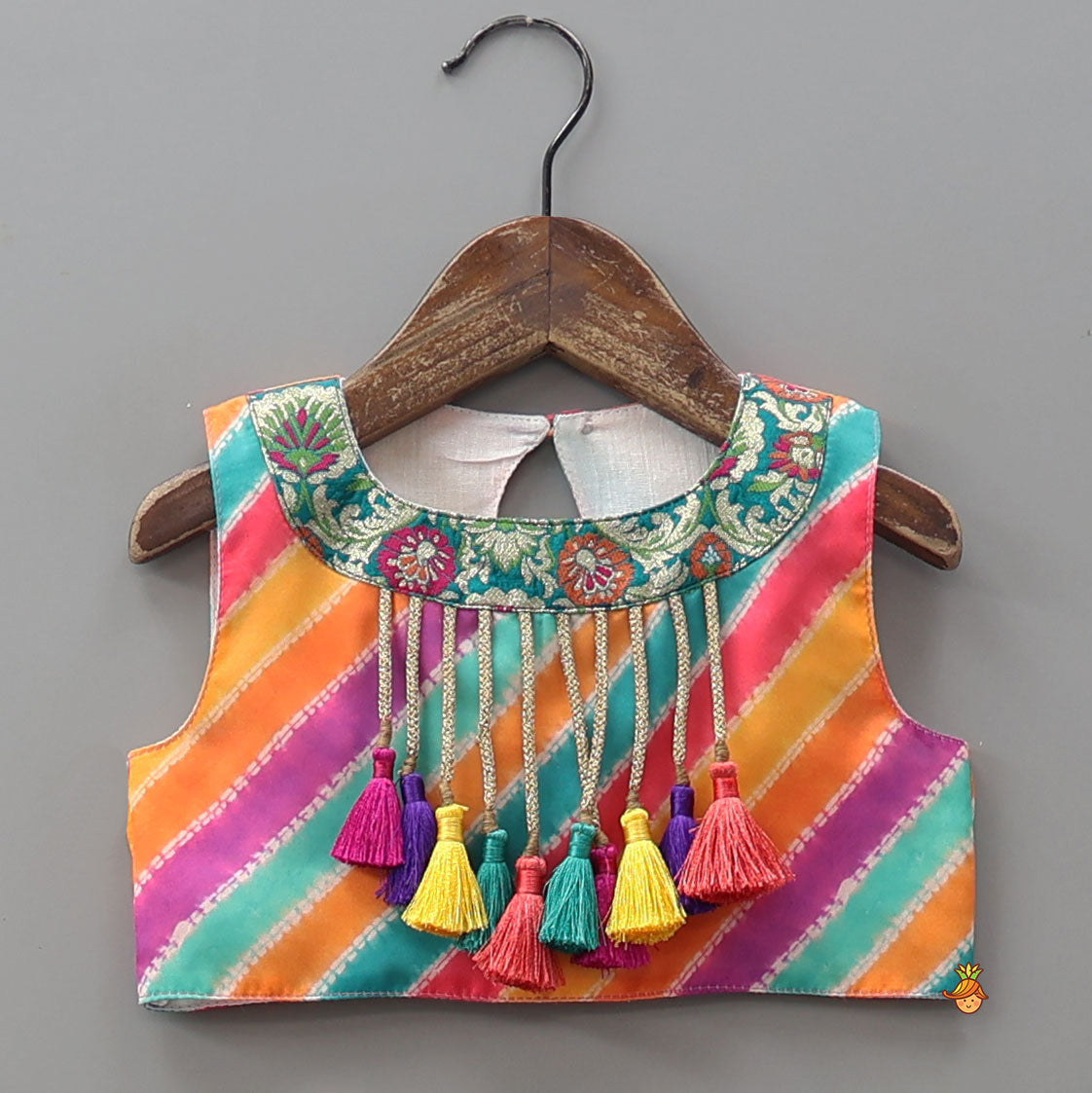 Printed Crop Top With Tiered Lehenga And Dupatta