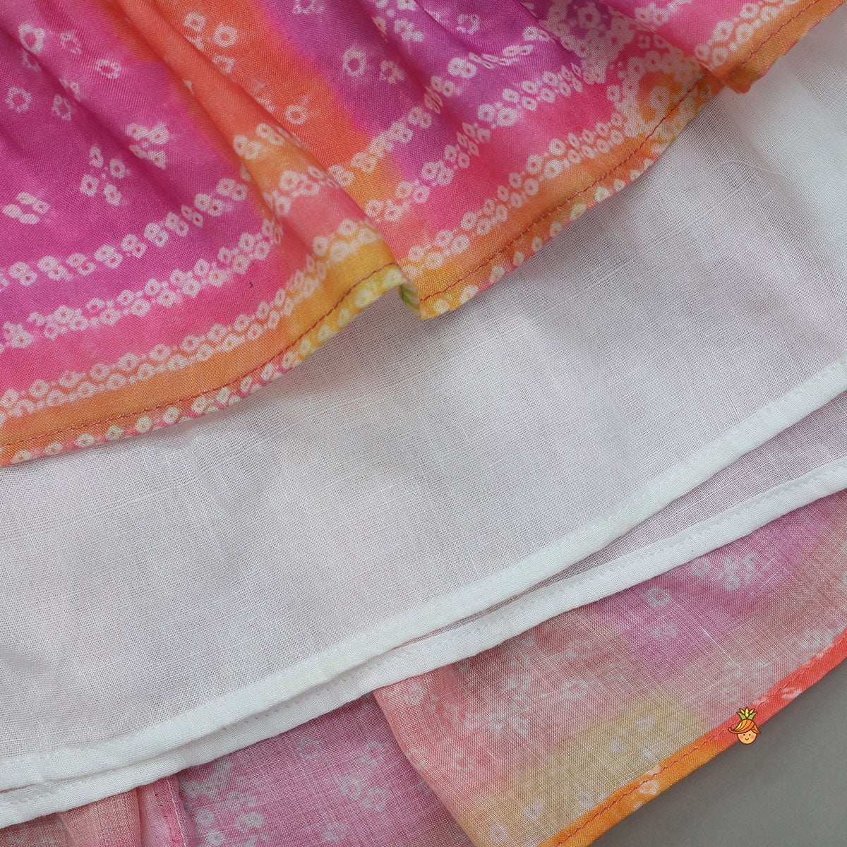 Bandhani Printed Tiered Kurti With Lace Detailing