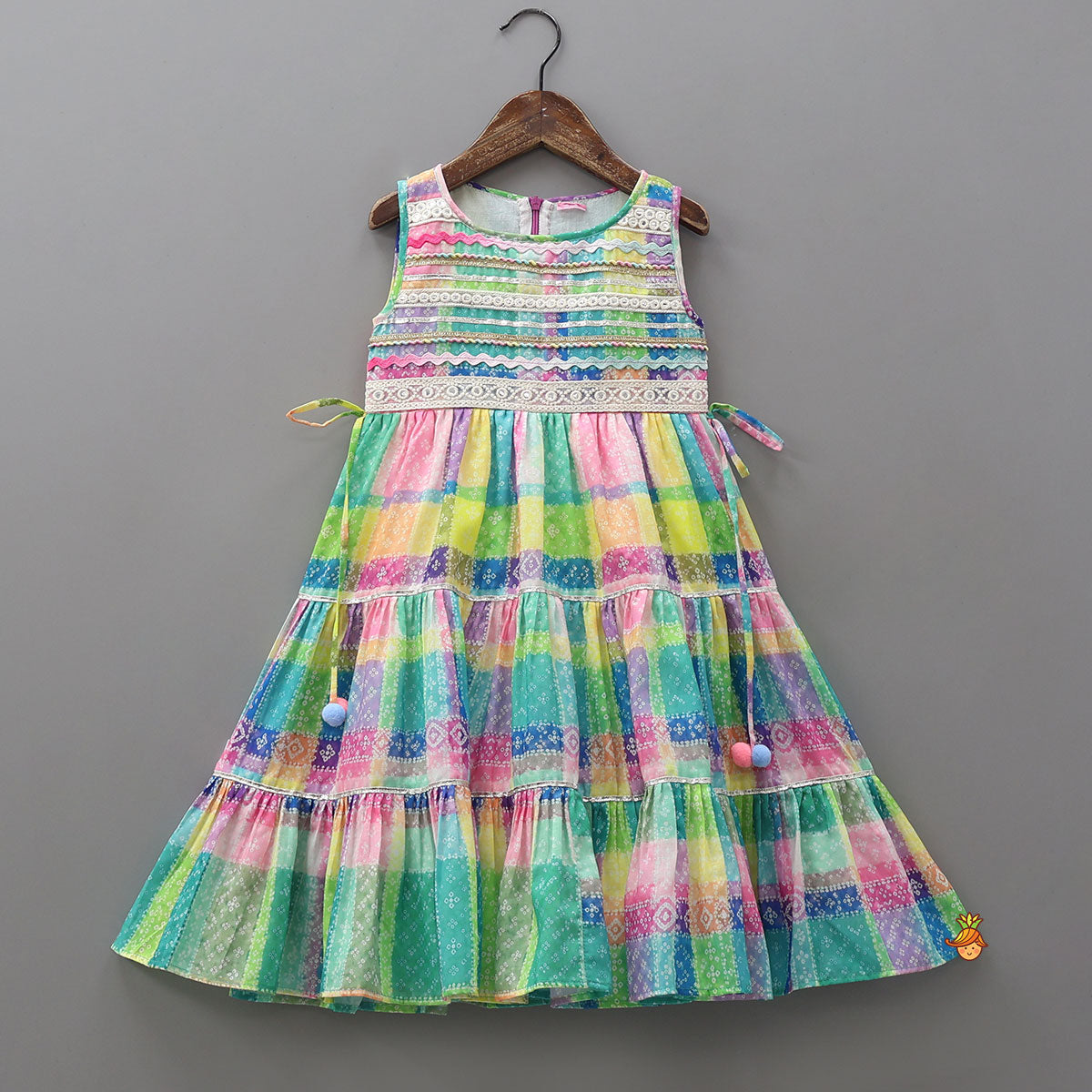 Bandhani Printed Flared Kurti With Tie-Up Details