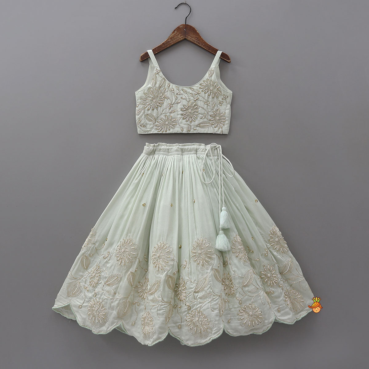 Strappy Crop Top And Scalloped Lehenga