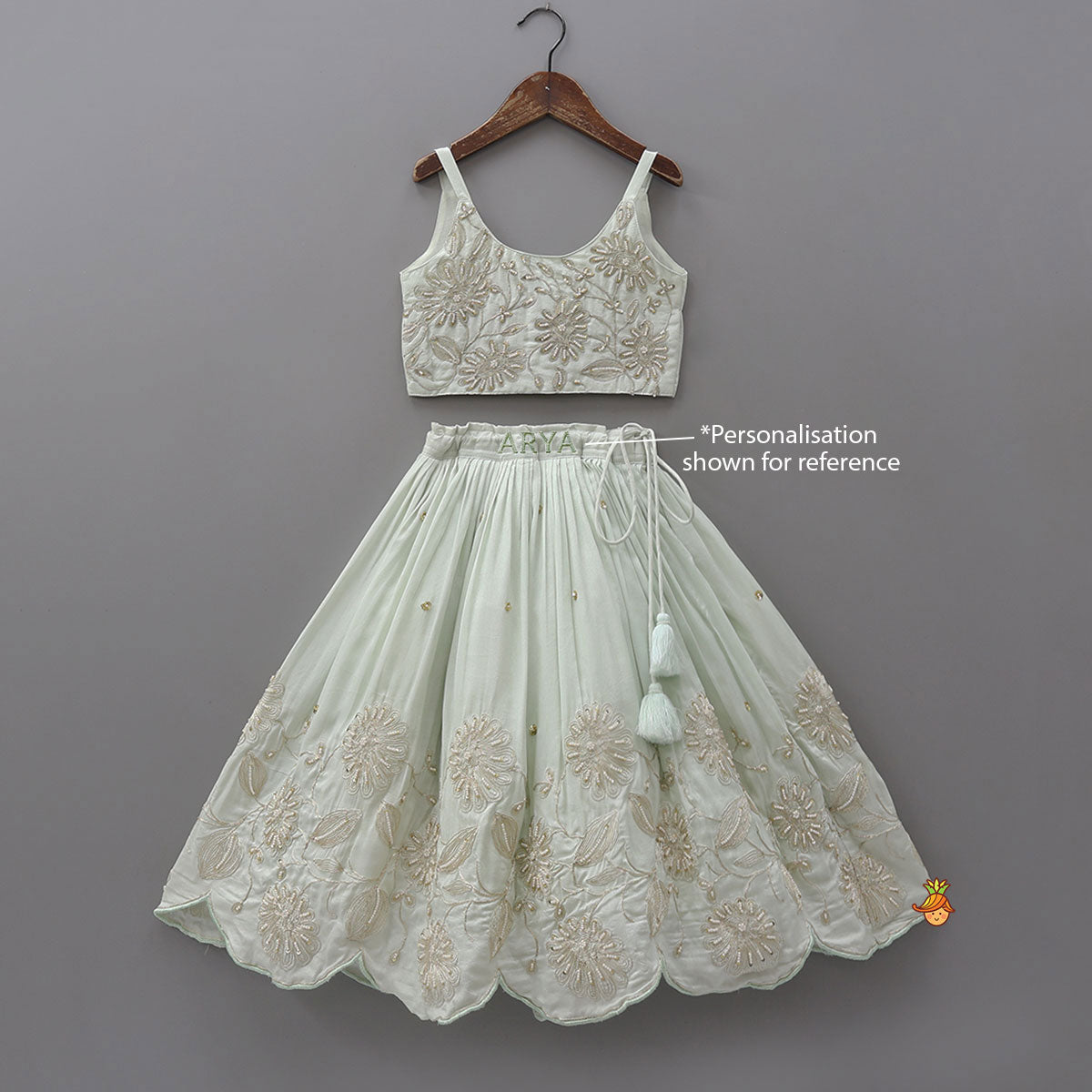 Strappy Crop Top And Scalloped Lehenga