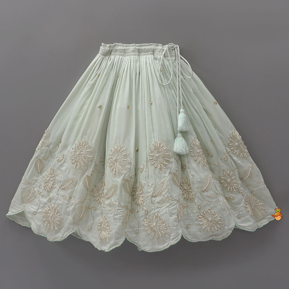 Strappy Crop Top And Scalloped Lehenga