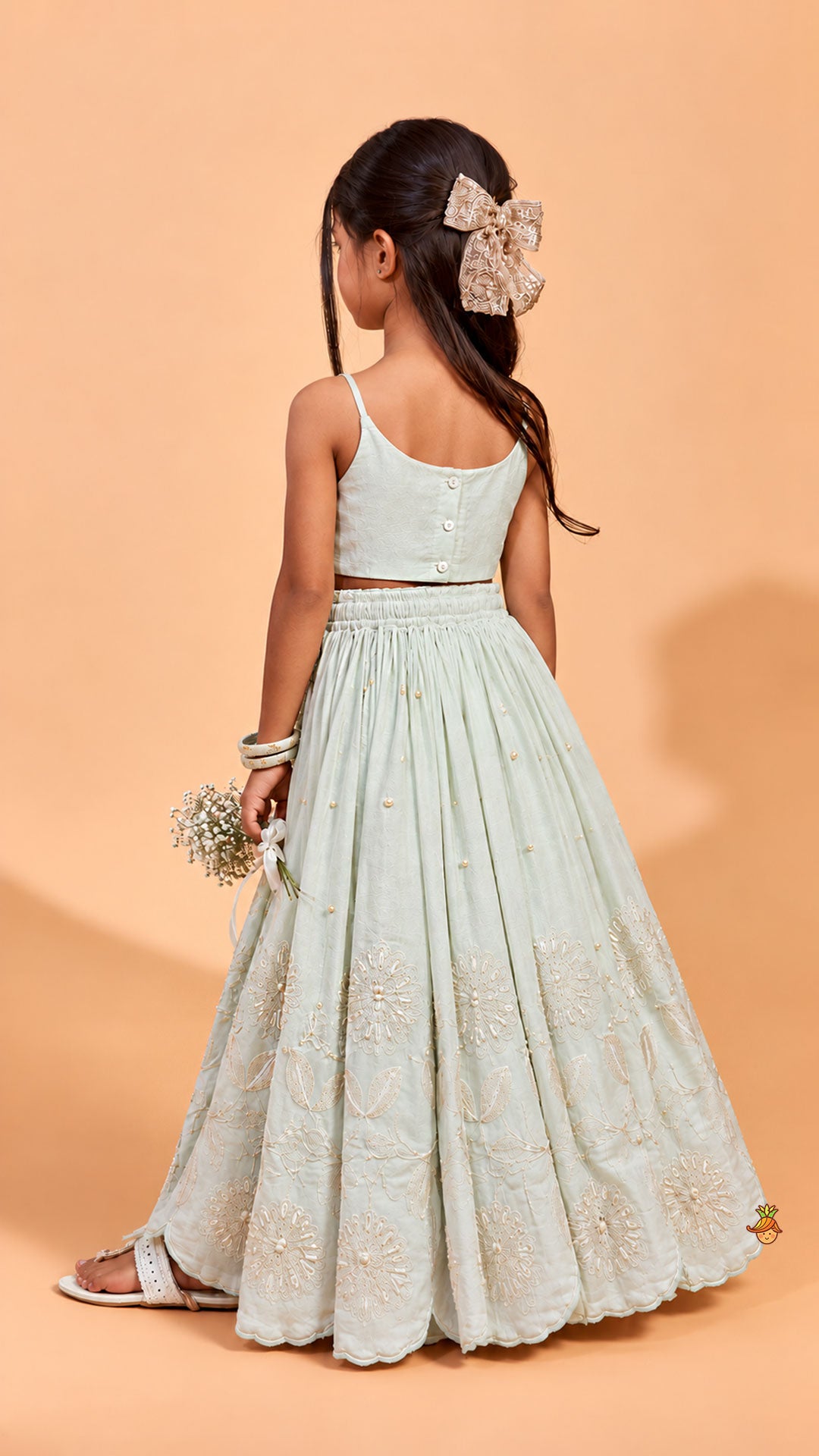 Strappy Crop Top And Scalloped Lehenga