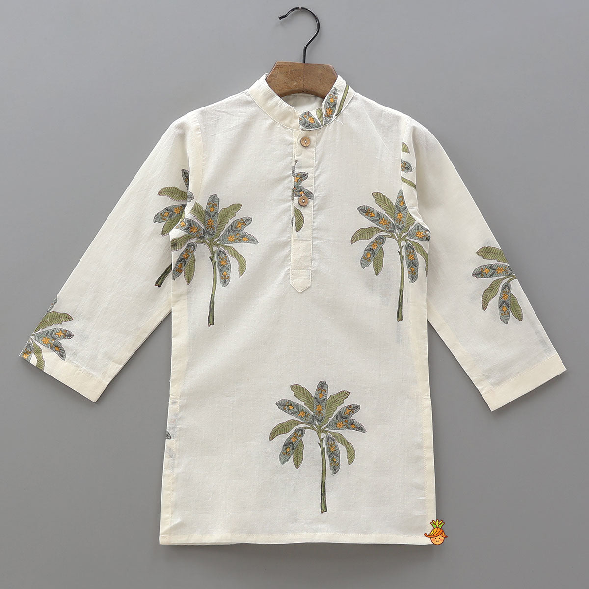 Floral Hand Block Printed Kurta With Jacket And Dhoti