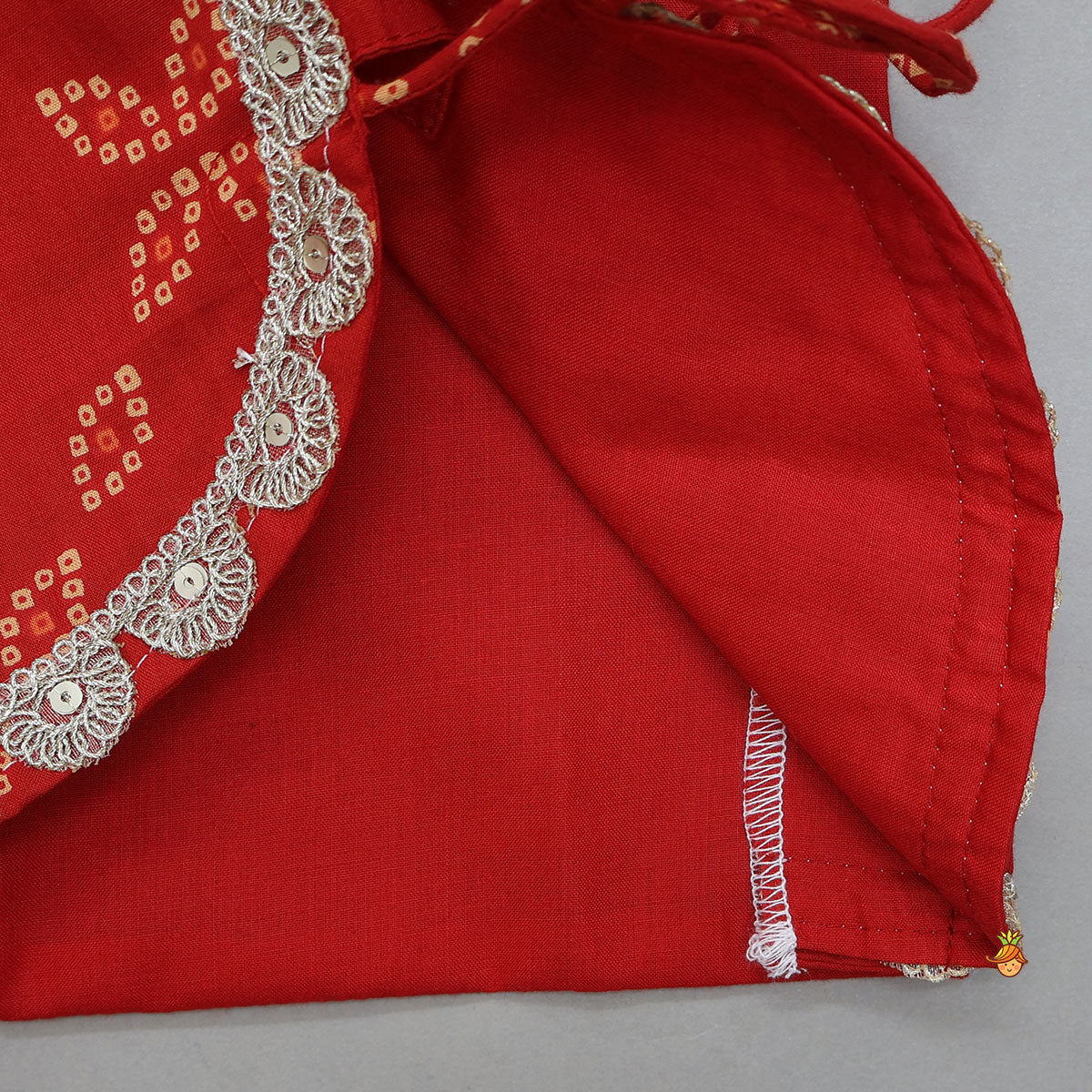 Bandhani Print Lace Detailed Kurti With Jacket