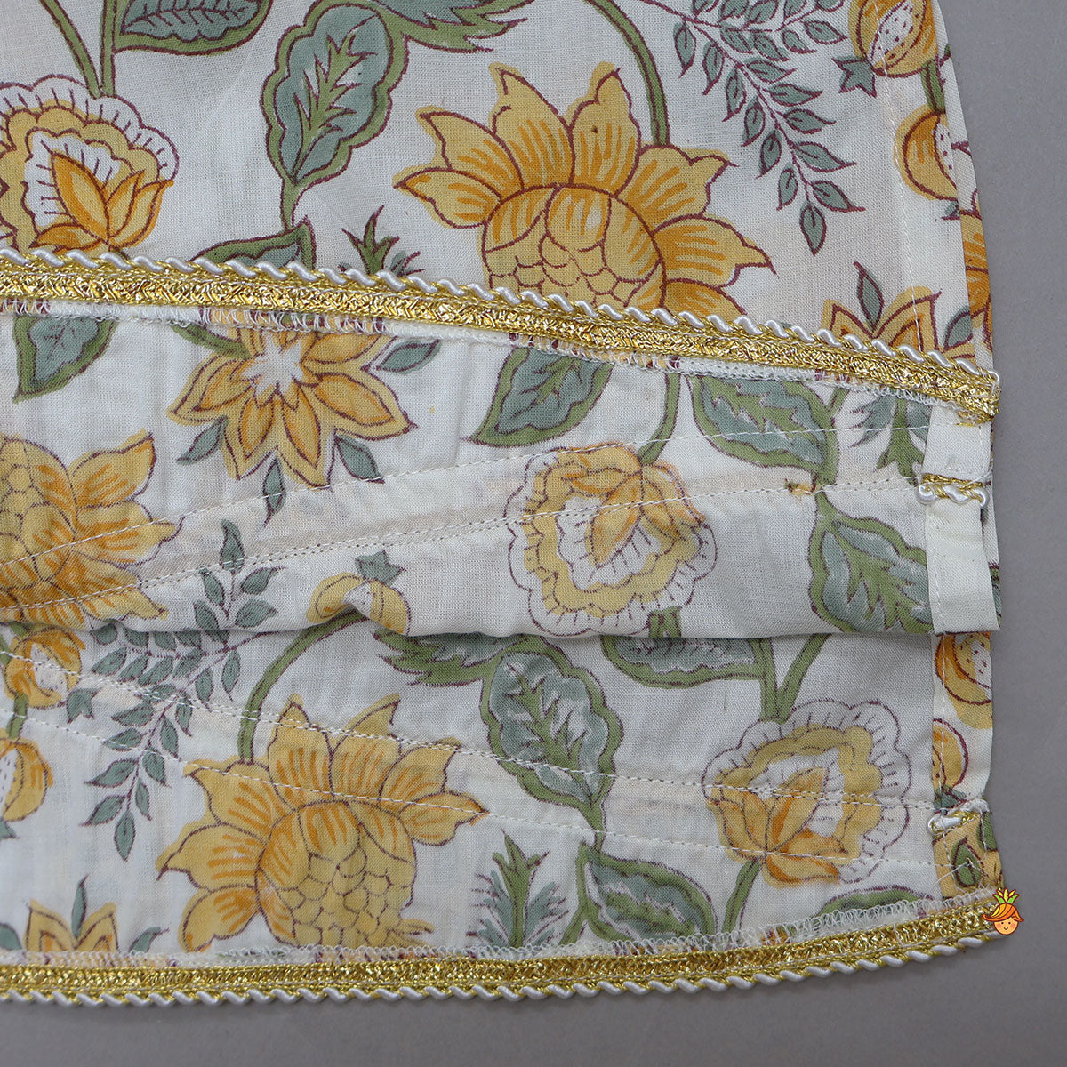 Floral Hand Block Printed Kurti With Pants And Dupatta
